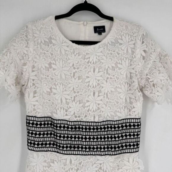Bardot Reese White Floral Crochet Lace Dress Size 10 Party Dress‎ Up Black White - Picture 4 of 15